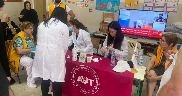 فحوص للسكري في الجامعة الاميركية للتكنولوجيا للنازحين بالتعاون مع بلدية جبيل