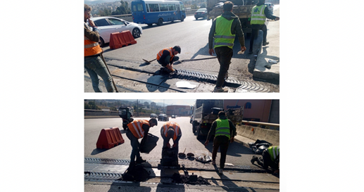 الأشغال: صيانة فورية لمعالجة فجوة في الوصلة المعدنية على جسر جادة إلياس الهراوي – الحازمية