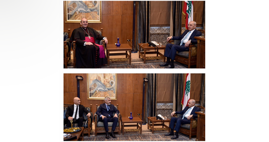 بري استقبل السفير البابوي وسفير البوسنة والهرسك وعرض معهما المستجدات سياسيا وميدانيا