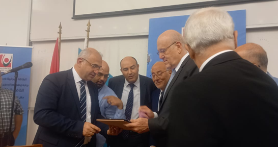 ميقاتي خلال تدشين مشروع توليد الطاقة الكهربائية في كلية الفنون - الشمال: نعمل على إنجاز ملفات عدة مع وزير التربية وبخاصة ملف التفرغ
