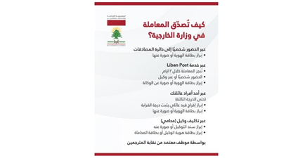 الخارجية تنشر صورة تشرح كيفية تصديق المعاملات